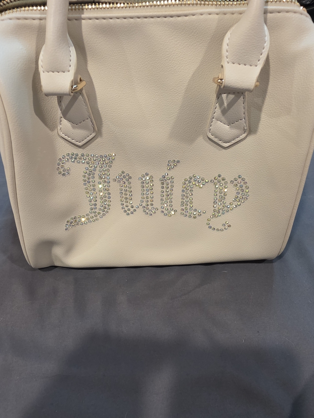 Juicy Couture Cream Satchel with Crystal Logo
